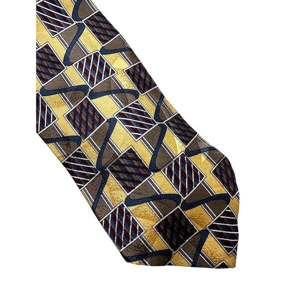 Vintage Stanley Blacker Yellow Geometric Silk Necktie - Picture 2 of 4
